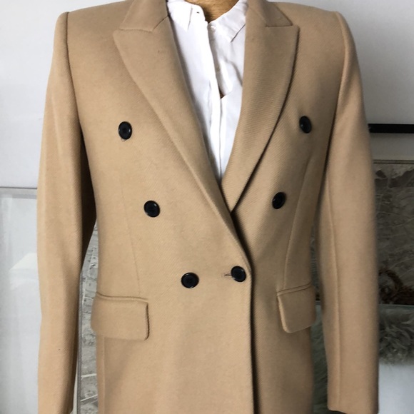 Zara Manteco Coat oversized camel wool  double breasted Size XS - Picture 7 of 11